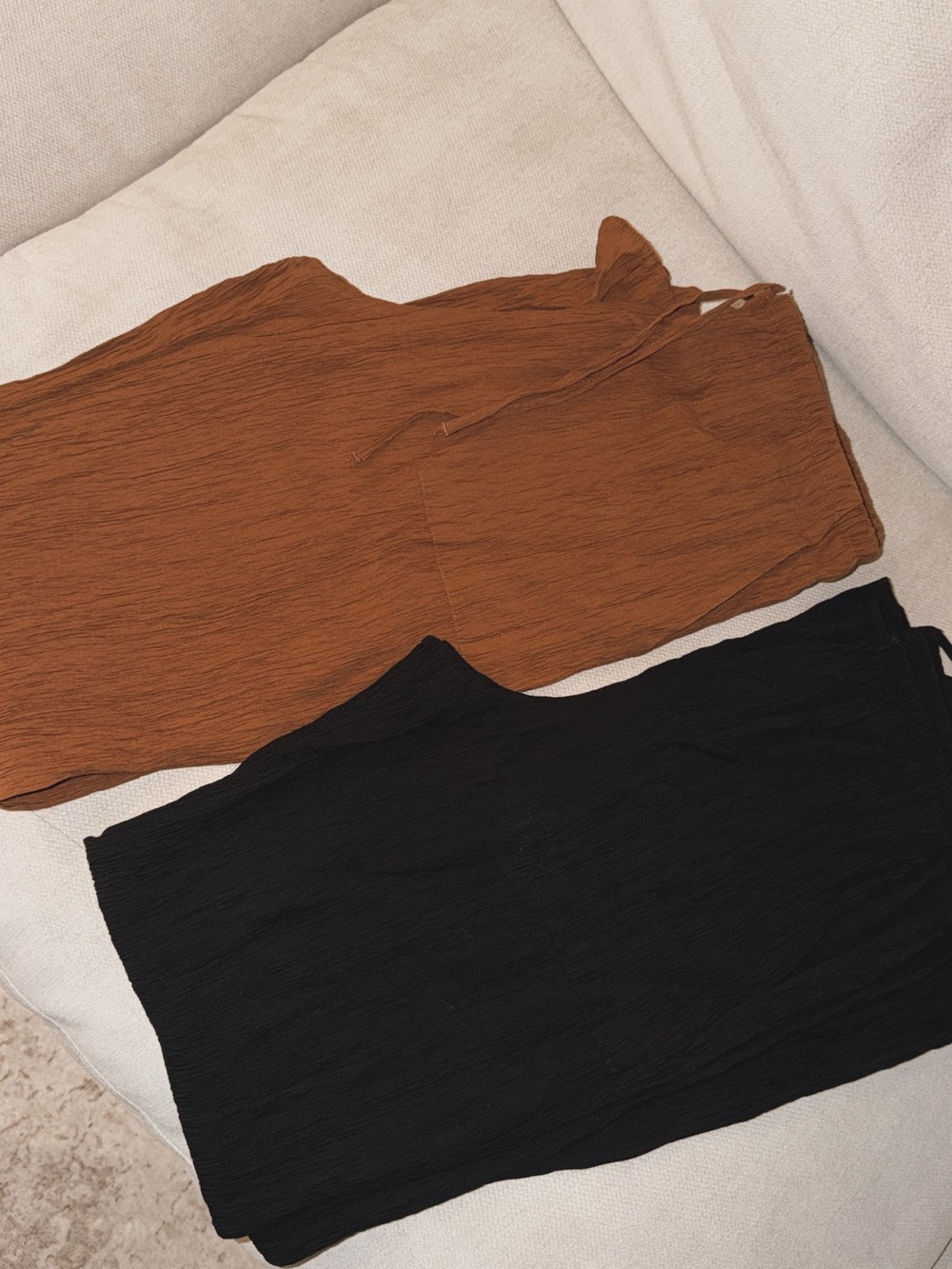 Zara Textured Tank Tops in Rust Brown and Black